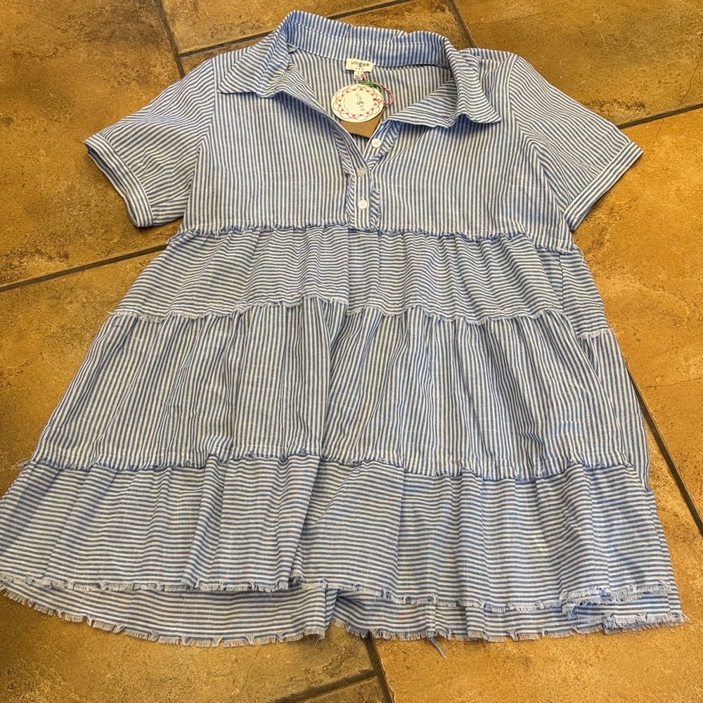 Umgee Blue and White Striped Shirt